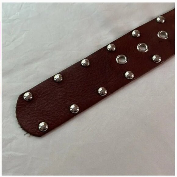 Brown Studded Leather Belt with Decorative Buckle - Unbranded main image 4